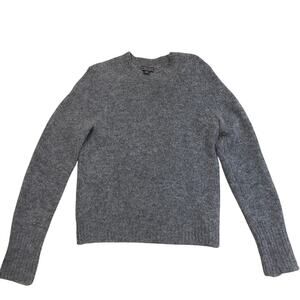 Point Sur S Gray Wool Blend Sweater | Merino & Alpaca Fuzzy Knit Minimalist $150